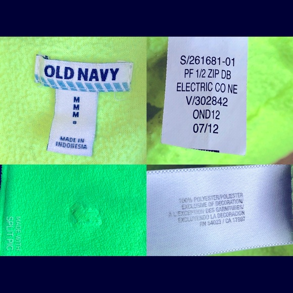OLD NAVY Pullover Fleece Hoodie Shirt 1/2 Zip Pockets Medium Yellow Boy’s UNISEX - Picture 3 of 11